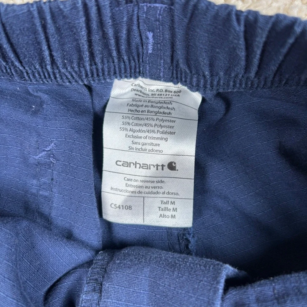 Carhartt Mens Scrub Cargo Pants Medium Tall Navy Blue Ripstop C54108 Medical